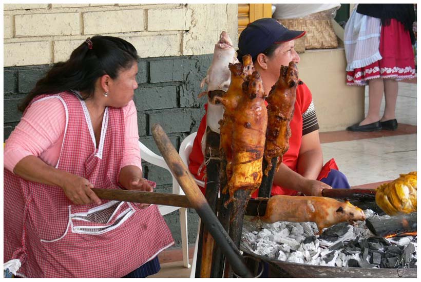 foto103.jpg - Préparation du plat traditionnel, le Cui (cochon d'Inde grillé) - Gualaceo, Equateur
