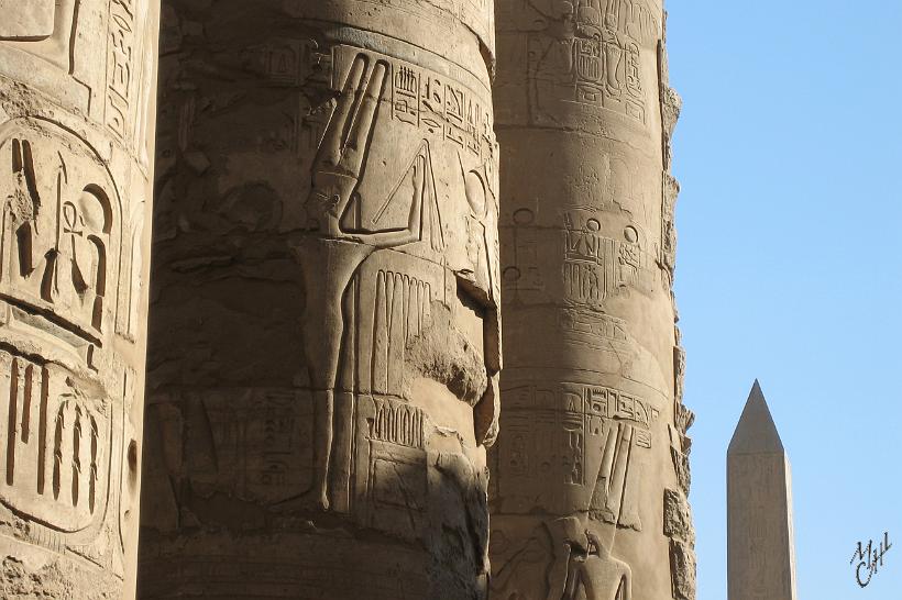 IMG_4452.JPG - Au fond le dernier des 6 obélisques resté debout. Vieux de 3300 ans sa hauteur est de 23 m, il pèse 230 tonnes et est en granit rose. Jusqu'en 1830 il en restait 2 qui ont été offerts à la France par Mohammed Ali, vice-roi d'Égypte.