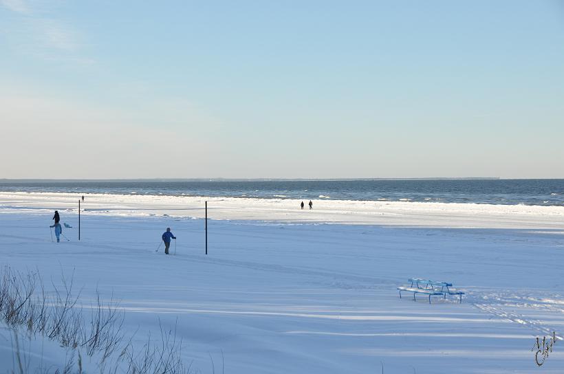 DSC_1055.JPG - La plage de Majori. Mais par -15°C et avec 30cm de neige, la baignade n'était pas conseillée. Ski, patin à glace et promenade étaient les seules occupations adéquates.