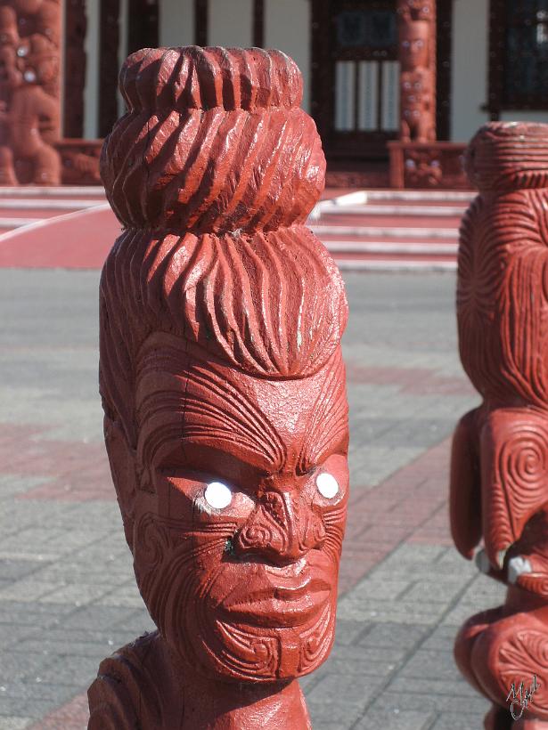 Taupo_IMG_1207.JPG - Les yeux des statues Maoris sont généralement réalisés en nacre.
