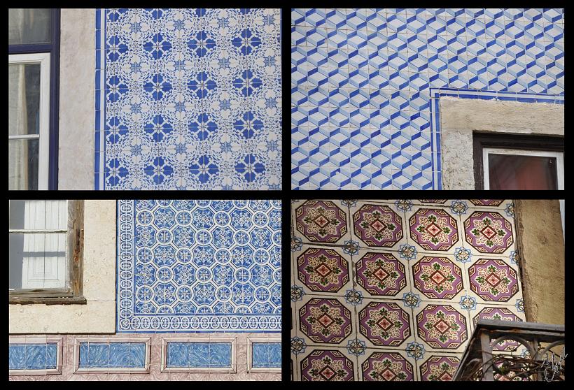 Azu_01.jpg - Azulejos. Introduits au 16ème siècle par les Arabes en Espagne, ces épais carreaux de faïence peints ornent les maisons et monuments de Lisbonne.